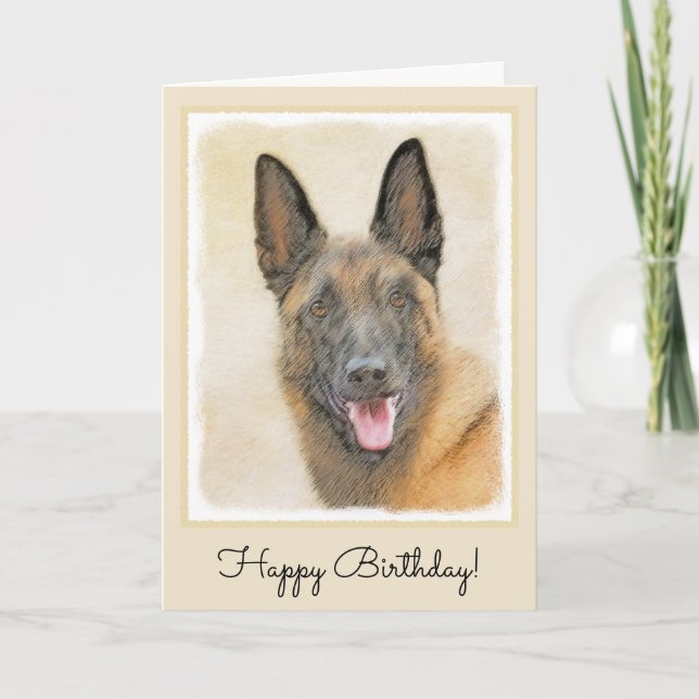 Belgian Malinois Painting - Cute Original Dog Art Card (Front)