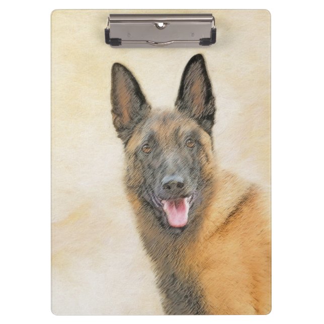 Belgian Malinois Painting - Cute Original Dog Art Clipboard (Front)