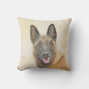 Belgian Malinois Painting - Cute Original Dog Art Cushion