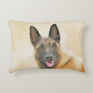 Belgian Malinois Painting - Cute Original Dog Art Decorative Cushion