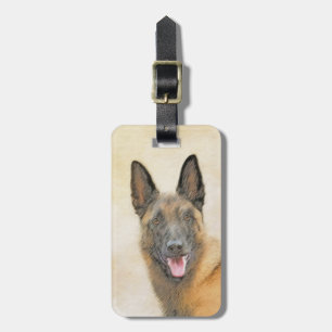Belgian Malinois Painting - Cute Original Dog Art Luggage Tag