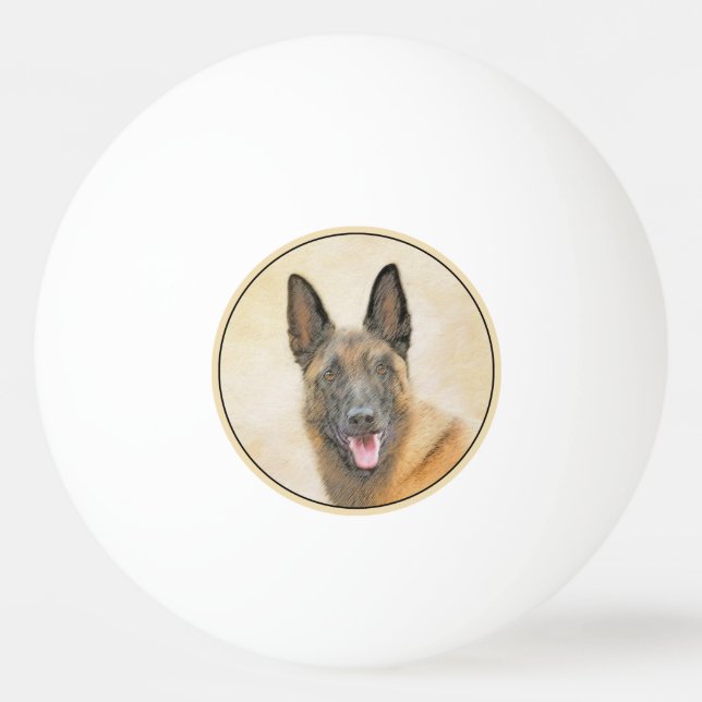 Belgian Malinois Painting - Cute Original Dog Art Ping Pong Ball (Front)