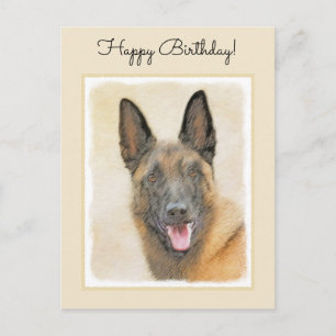 Belgian Malinois Painting - Cute Original Dog Art Postcard