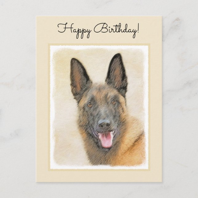 Belgian Malinois Painting - Cute Original Dog Art Postcard (Front)