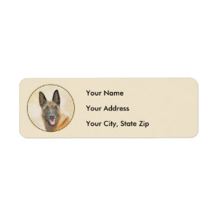 Belgian Malinois Painting - Cute Original Dog Art Return Address Label