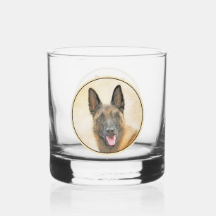 Belgian Malinois Painting - Cute Original Dog Art Whiskey Glass