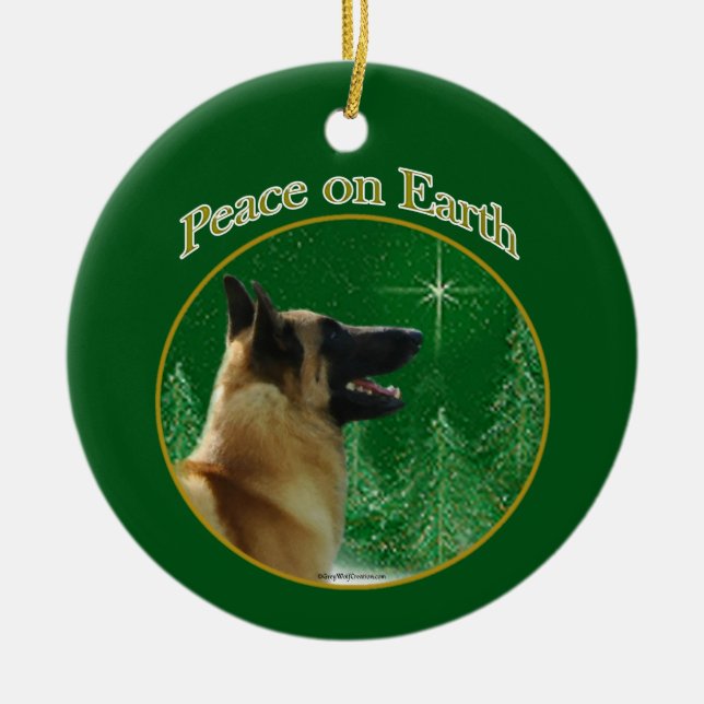 Belgian Malinois Peace Ceramic Ornament (Front)