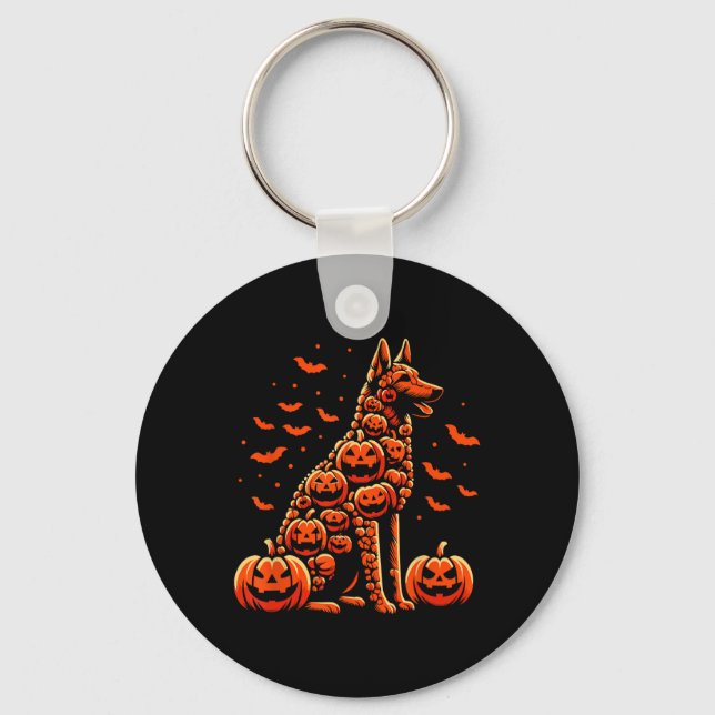 Belgian Malinois Pumpkin Jack O Lantern Halloween  Key Ring (Front)