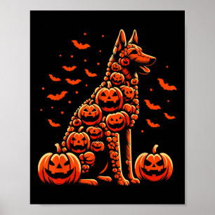 Belgian Malinois Pumpkin Jack O Lantern Halloween  Poster