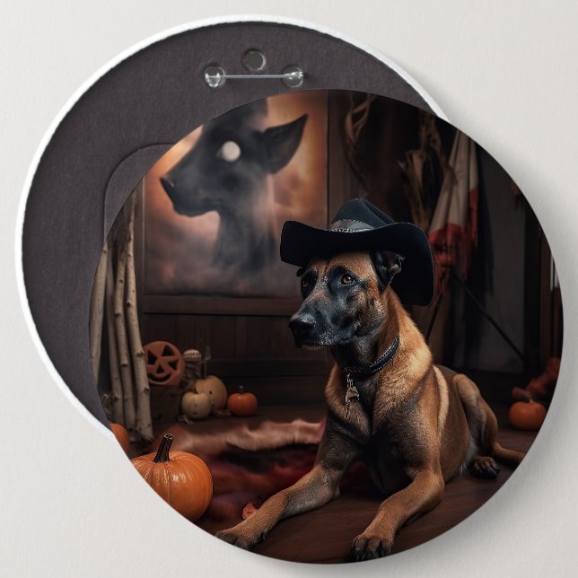 Belgian Malinois Pumpkins Halloween Scary 6 Cm Round Badge (Front & Back)