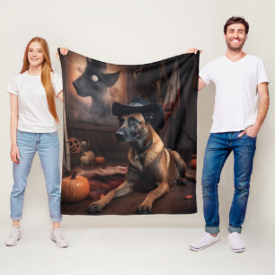 Belgian Malinois Pumpkins Halloween Scary Fleece Blanket