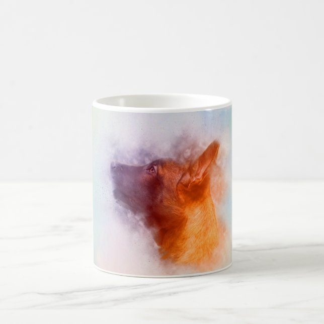 Belgian Malinois Puppy Painting- Mechelaar Coffee Mug (Center)