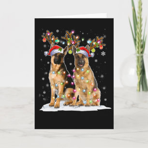 Belgian Malinois Reindeer Hat Santa Christmas Ligh Card