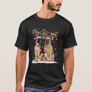 Belgian Malinois Reindeer Hat Santa Christmas Ligh T-Shirt
