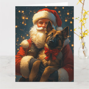 Belgian Malinois Santa Claus Festive Christmas Card