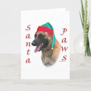 Belgian Malinois Santa Paws;Santa Belgian Malinois Holiday Card