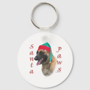 Belgian Malinois Santa Paws;Santa Belgian Malinois Key Ring