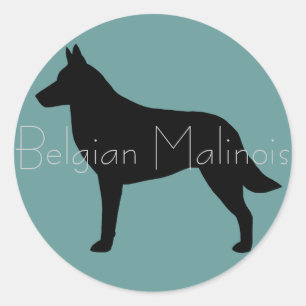 Belgian Malinois Silhouette Classic Round Sticker