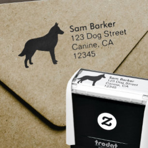 Belgian Malinois Silhouette Return Address Self-inking Stamp