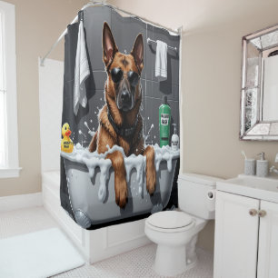 Belgian Malinois Sloppy Sleepy Cute Funny Shower Curtain