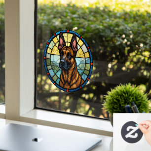 Belgian Malinois Stained Glass Style Illustration