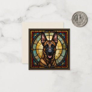 Belgian Malinois Stained Glass Style Illustration Card
