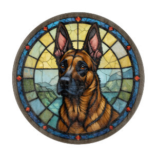 Belgian Malinois Stained Glass Style Illustration Cutting Board