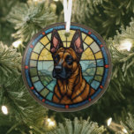 Belgian Malinois Stained Glass Style Illustration Glass Tree Decoration<br><div class="desc">Belgian Malinois Beautiful Stained Glass Style Illustration</div>