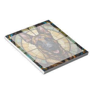 Belgian Malinois Stained Glass Style Illustration Notepad