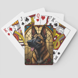 Belgian Malinois Stained Glass Style Illustration Playing Cards