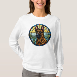 Belgian Malinois Stained Glass Style Illustration T-Shirt