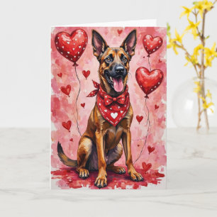 Belgian Malinois Valentine’s Day Dog with Hearts Card