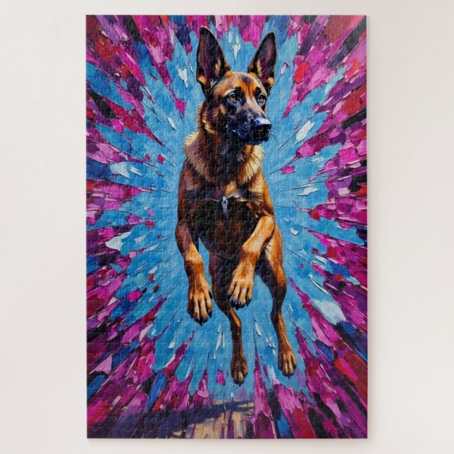 Belgian Malinois Valentine's Day Shattered Heart Jigsaw Puzzle (Vertical)
