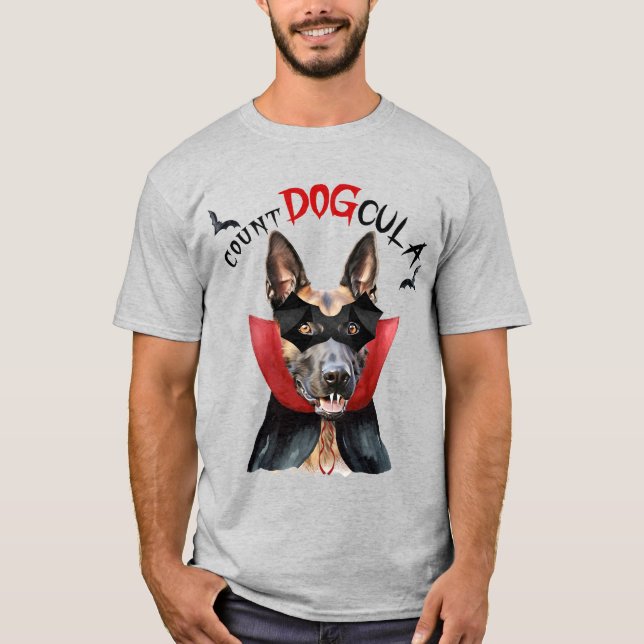 Belgian Malinois Vampire Dog Funny Halloween T-Shirt (Front)