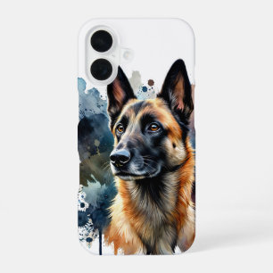 Belgian Malinois Watercolor Art iPhone 16 Case