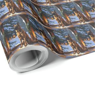 Belgian Malinois With Christmas Lights Holiday  Wrapping Paper