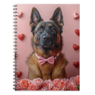 Belgian Malinois with Roses - Valentine's Day  Notebook