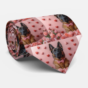 Belgian Malinois with Roses - Valentine's Day Tie
