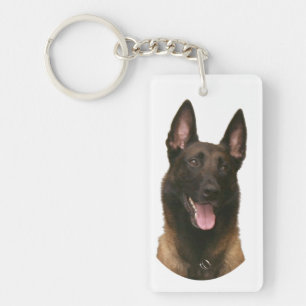 belgian malinois with text key ring