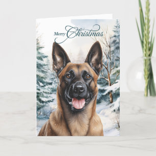Belgian Malinois Woodland Forest Merry Christmas Holiday Card