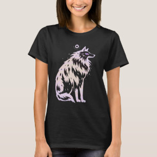 Belgian Malinois X Husky Pink Dog Stencil Belusky T-Shirt