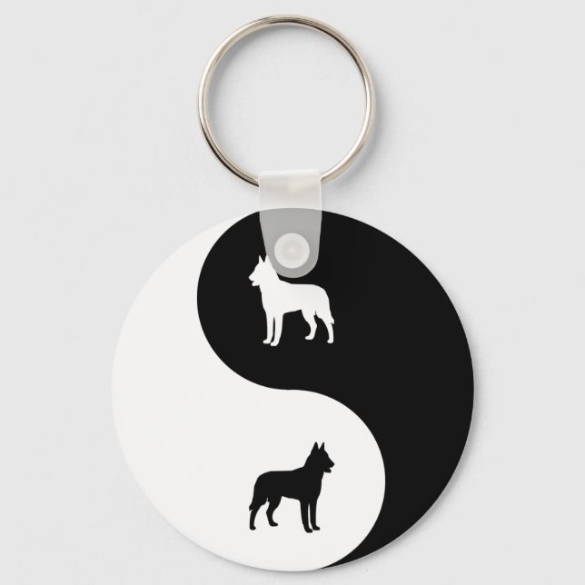 Belgian Malinois Yin Yang Key Ring (Front)