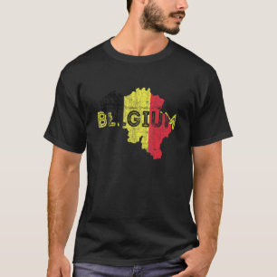 Belgian Map And Flag Souvenir Distressed Belgium T-Shirt