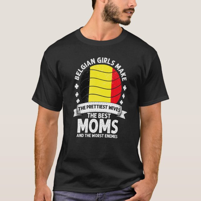 Belgian Mum Belgium Mothers Day Mama Belgian Ameri T-Shirt (Front)