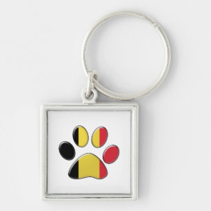 Belgian patriotic cat key ring