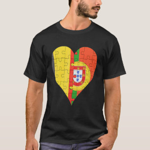 Belgian Portuguese Flag Heart T-Shirt