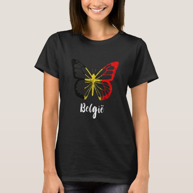 Belgian Pride Belgique Belgie Butterfly Belgium Fl T-Shirt (Front)