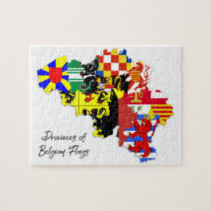Belgian Provinces Flags Map, Belgium, Educational Jigsaw Puzzle