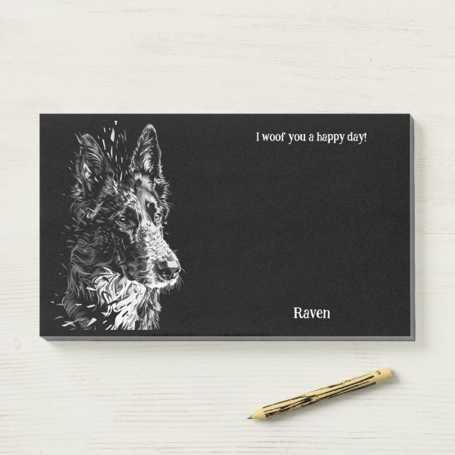 Belgian Sheepdog Abstract Art Dog Name  Post-it Notes (On Desk)