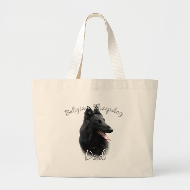 Belgian Sheepdog Dad 2 Large Tote Bag (Front)